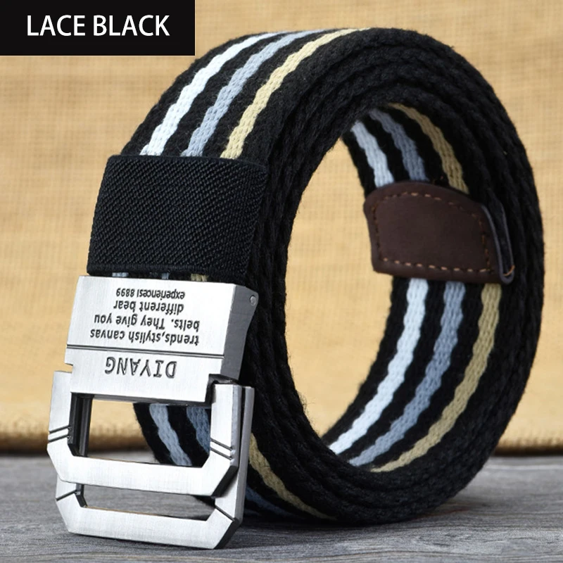 Men\'s Thickened Double Ring Metal Buckle Nylon Military Belt Combat Tactical Belt Heavy Carrying Survival Belt