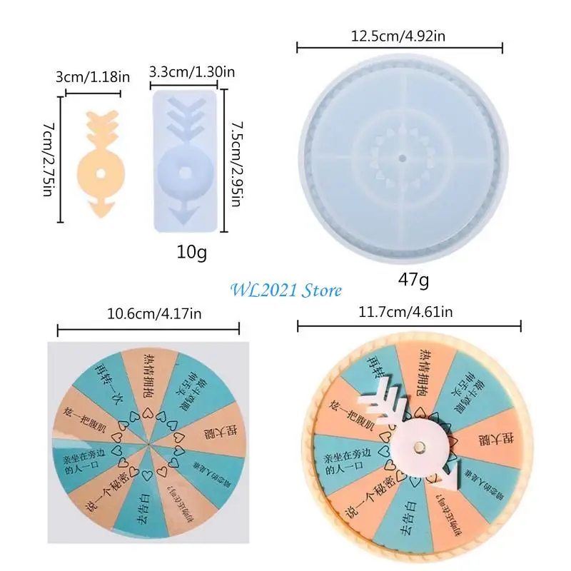 G5GC منضدية الغزل القرص الدوار الراتنج مجموعة قوالب مع مؤشر قوالب ملصق للنساء الأطفال لتقوم بها بنفسك صنع قوالب الايبوكسي