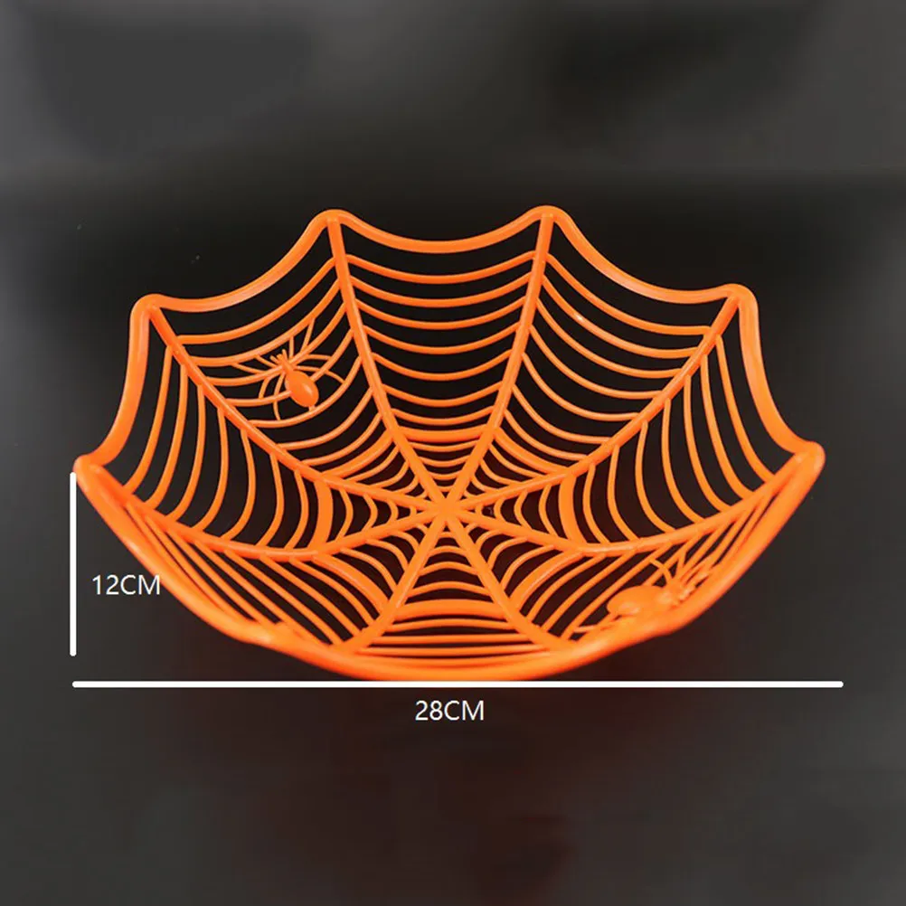 2Pcs Halloween Candy Basket Plastic Spider Web Storage Basket Black Orange Party Festival Gathering Decorations