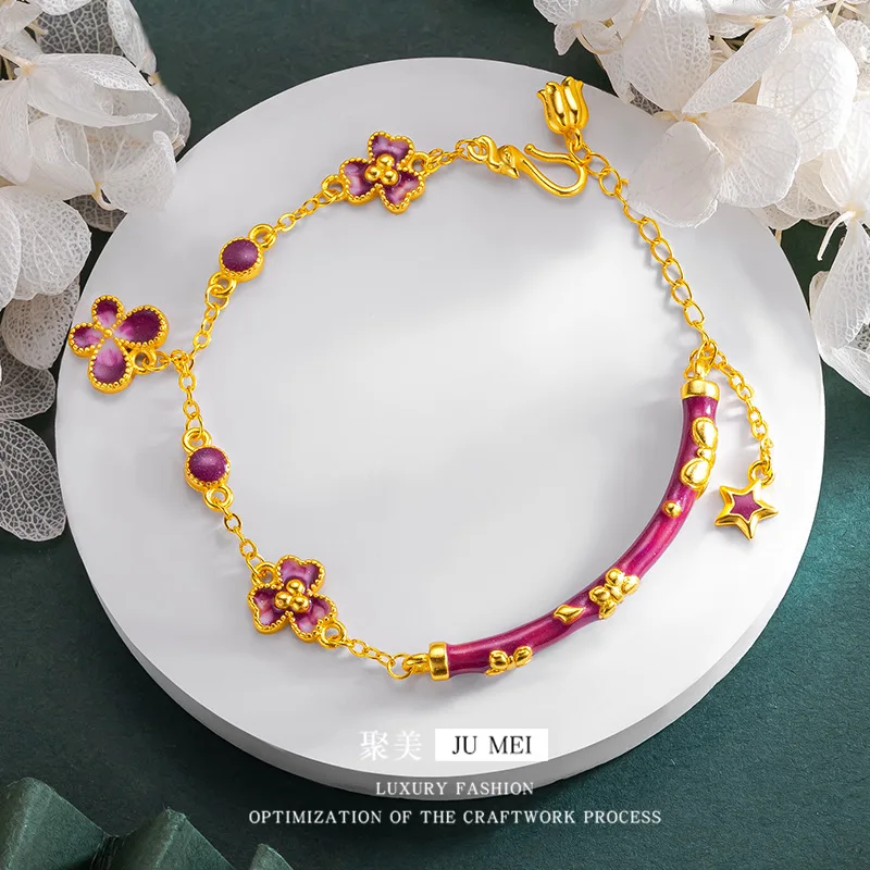 

Gold Shop Same Style 9999 24K Real Gold Women's Gold Bracelet Half Bracelet Half Chain Elegant Gift Jewelry