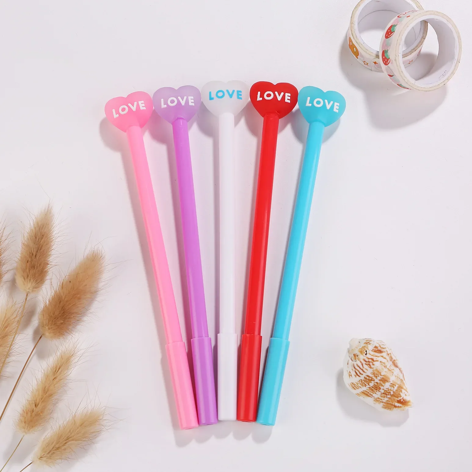 60Pcs Wholesale creative cute letter love gender-neutral pen, love three-dimensional modeling office student stationery