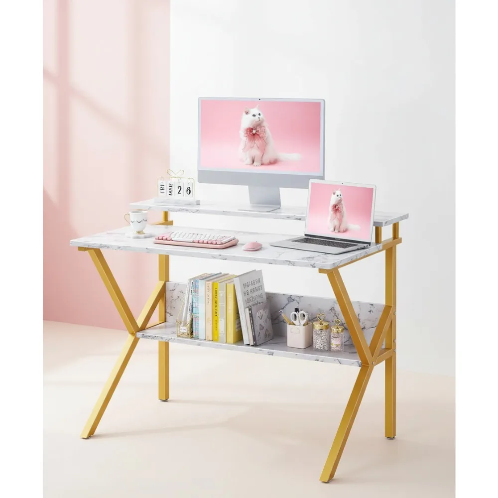 

27,5-дюймовый детский учебный стол с местом для хранения, мини-компьютерный стол из белого мрамора для небольших помещений, письменный стол для домашнего обучения