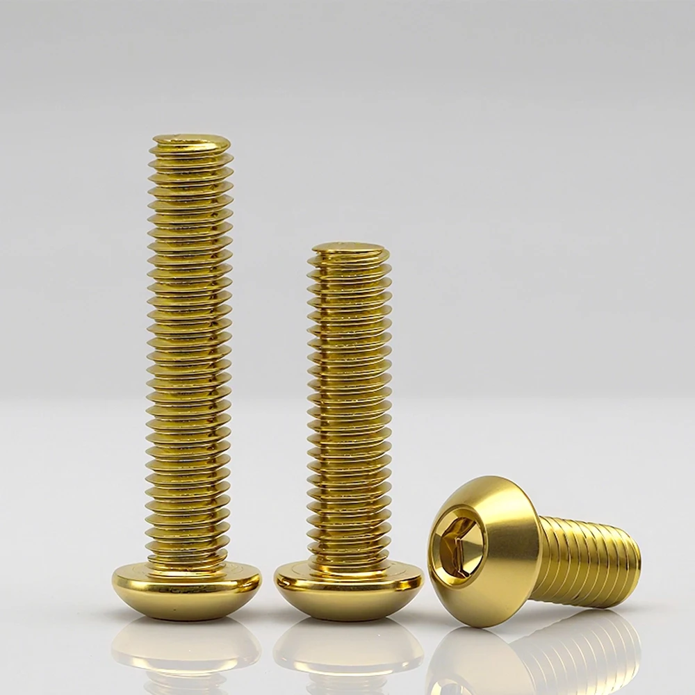 M4 M5 M6 M8 ISO7380 Hex Socket Button Head Screws SUS304 Stainless Steel Titanium Blue and Gold Plated Allen Key Bolts