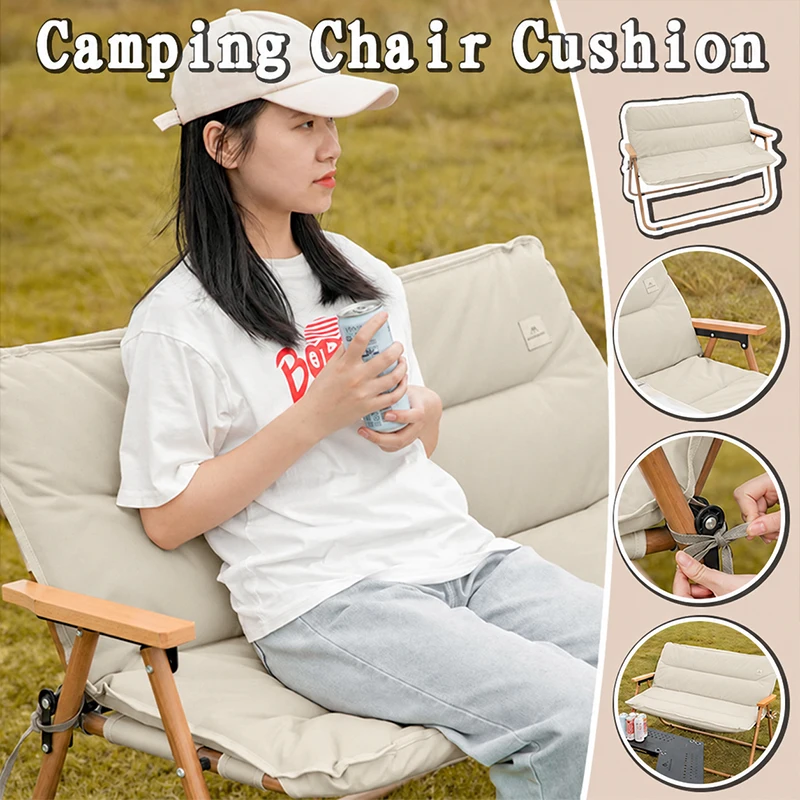Padded Quilt Camping Chair Cushion for Outdoor Folding Garden Camping Seat Mat With Fasten Strap Chair Cushion New