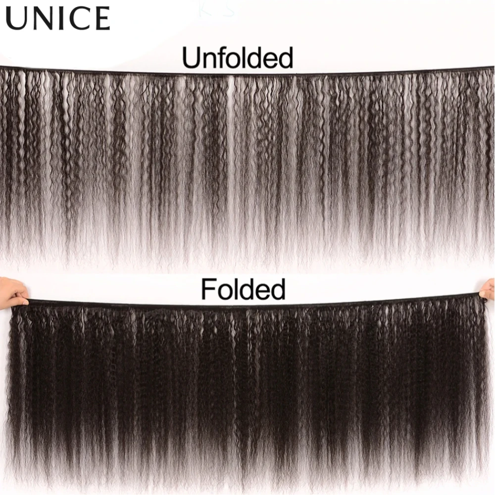 UNice Hair Kinky Straight Human Hair Bundles Wholesale Natural Color 100% Human Hair Sew In Bundles 1/3/4 Deals 100G Per Bundle