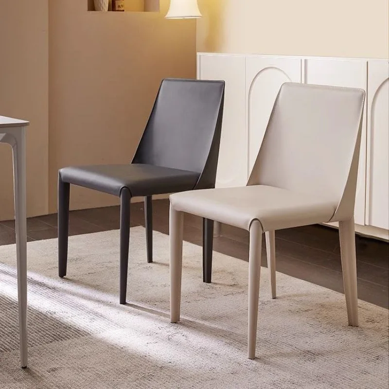

Two modern simple saddle leather dining chairs for home use, multi-color optional