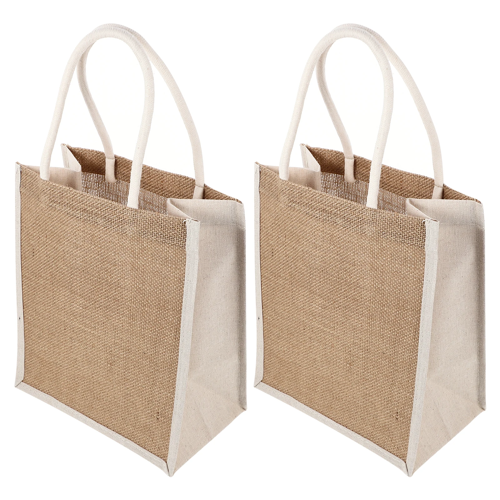 

2pcs Bag Gift Bags Reusable Grocery Shopping Beach Wedding Snack Pouches Strong Handle Carry Daily Use Gift Tote Burlap