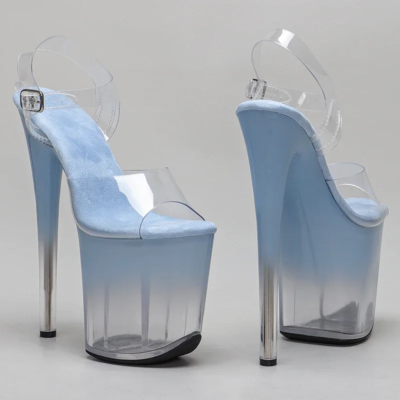 Leecabe 8Inch/20cm PVC upper Transparent blue gradient Platform party High Heels Shoes Pole Dancing Shoes