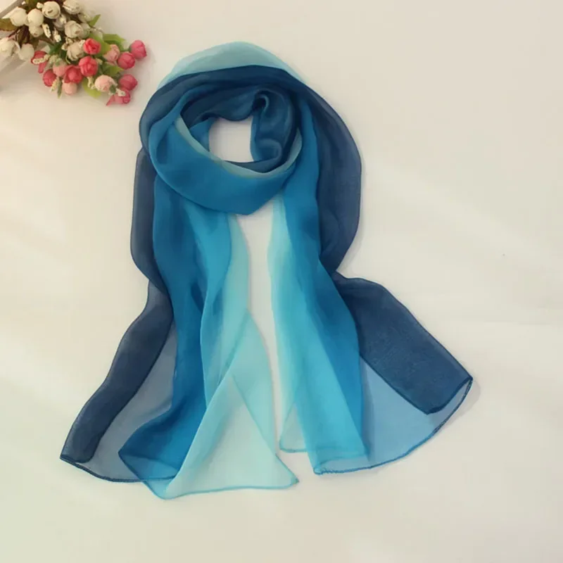 Summer Fashion Chiffon Scarves Gradient Colors Beach shawl Georgette Female Silk Scarves 50 *160cm Long Gauze Chiffon Scarf