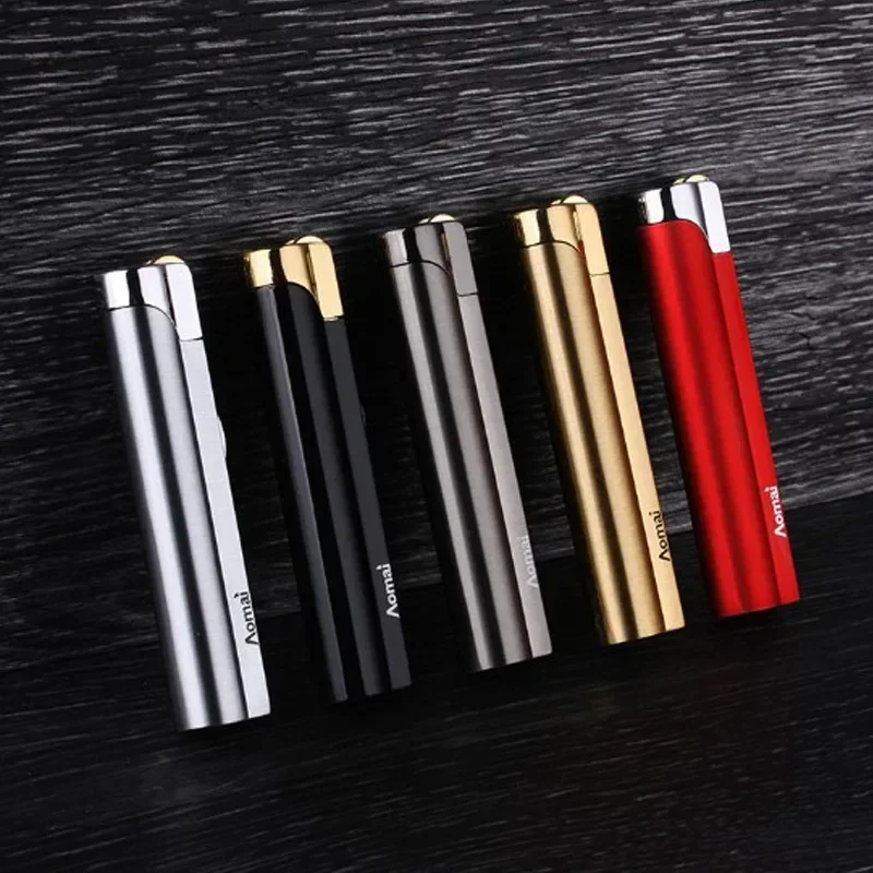 Windproof Jet Blue Flame Turbo Butane Gas Torch Lighter Mini Portable With Safety Lock Fire Switch Visible Gas Window Gadgets