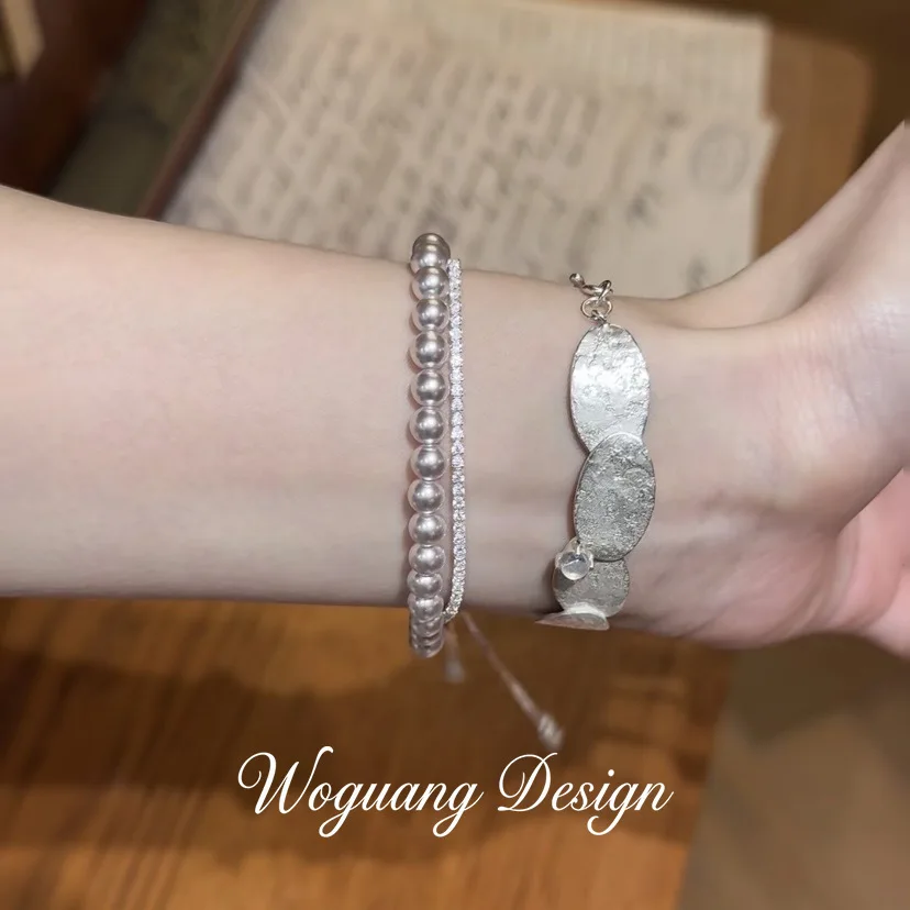 Bracelet Rose Pearl Zircon Double Layer Adjustable Drawstring Minimalist Elegant Premium Lightweight Daily Party Gift for Women