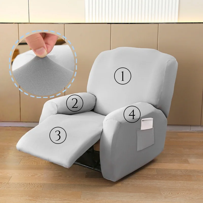 

Recliner Sofa Cover Set 4-Piece Stretch Sofa Cover Set Machine-Washable Furniture Protector Spandex Dust Cover Home Decor