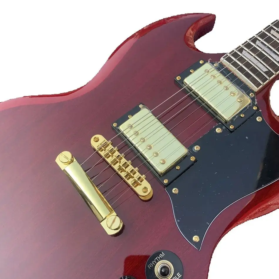 Guitarra elétrica personalizada de alta qualidade, hardware dourado com ponte tone-pro, escala de jacarandá,