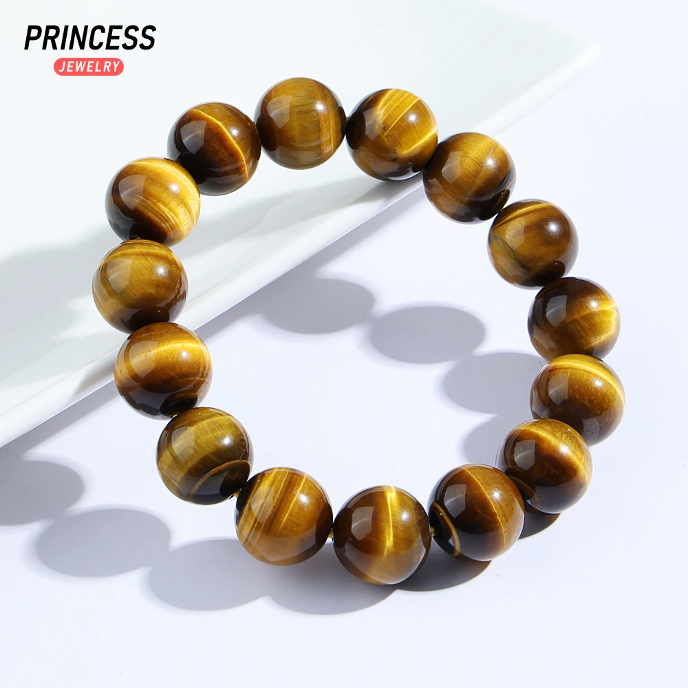 A++ Natural Brown Yellow Tiger Eye 14mm Bracelet Loose Beads for Jewelry Making Wholesale Stone Beads DIY Accessories