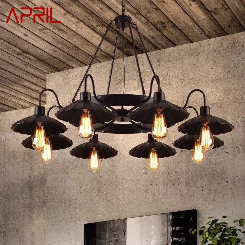 APRIL American Retro Pendent Lamp Industrial Wind Living Room Restaurant Loft Clothing Store Cafe Bar Box Homestay Chandelier