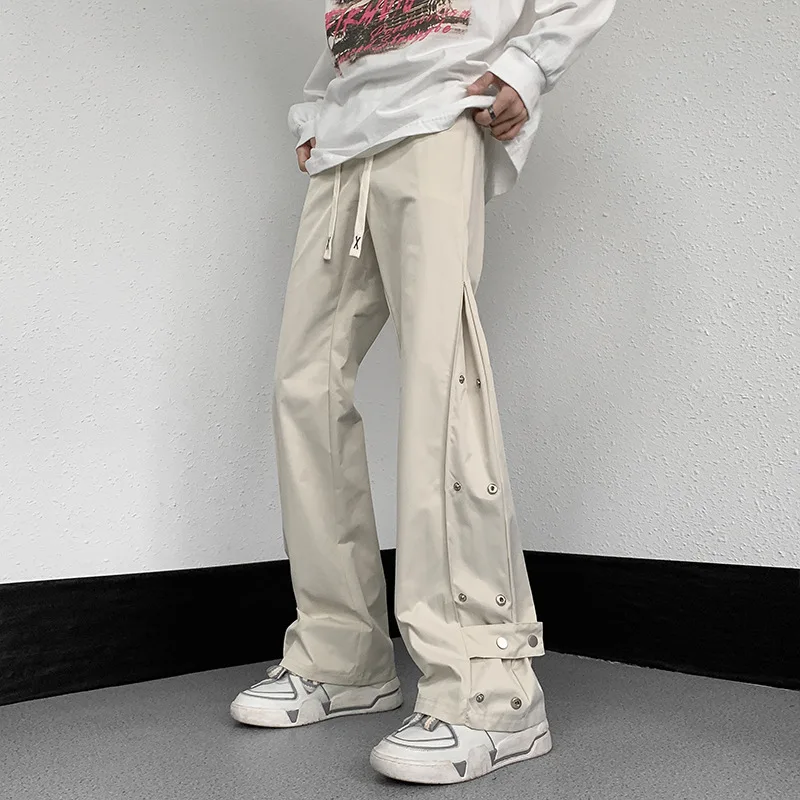 

Wide Leg Pants Men Sports Tracksuit Botton Slit Oversize Trousers Male Loose Casual Streetwear Hip Hop Spring and Autumn