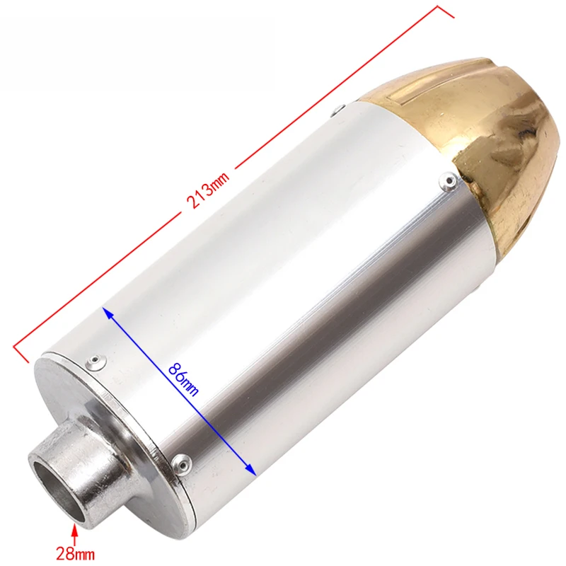 

LESQUE 28mm Universal Exhaust Muffler Bullet Head Exhaust Pipe Muffler For 50cc 110cc 125cc XR SSR Pit Bike Motorcycle