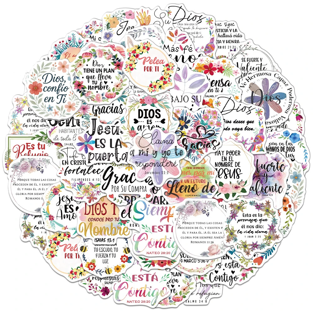 10/30/50 قطعة الكرتون الإسبانية الإيجابية تحفيزية العبارات ملصقات DIY بها بنفسك محمول الهاتف سجل القصاصات الثلاجة لاصقة تزيين الشارات