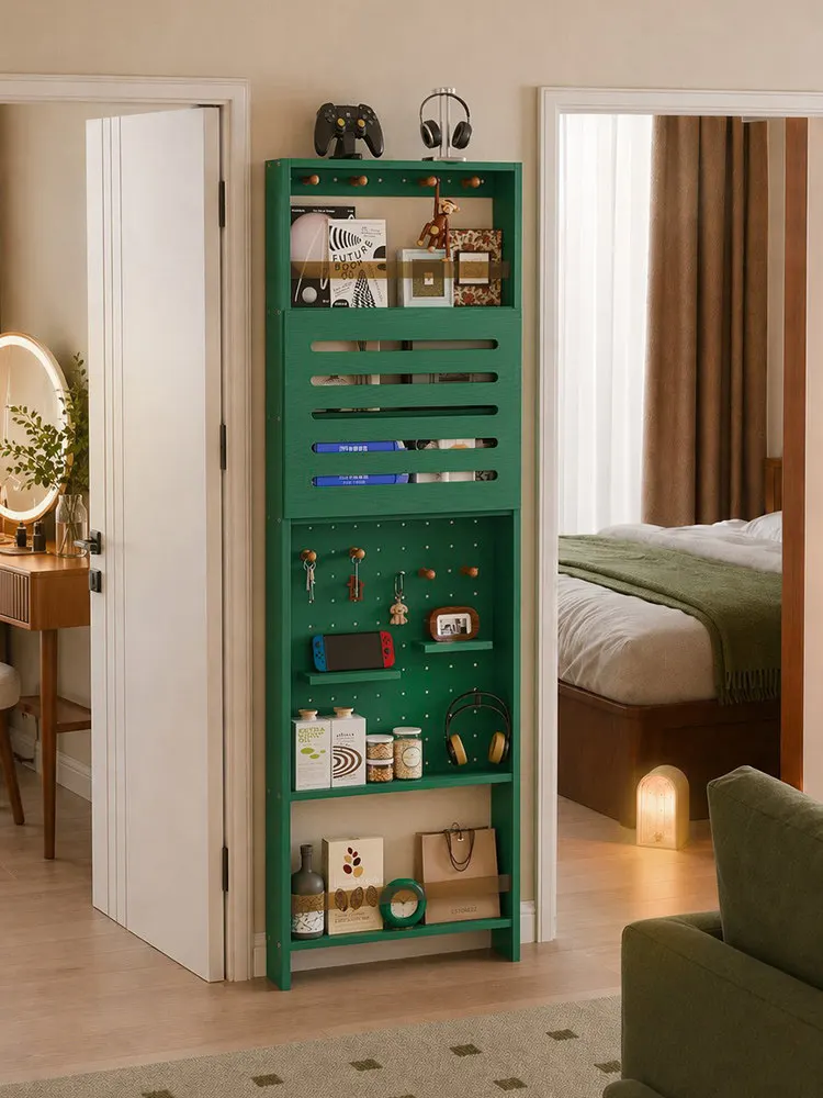 All solid wood extremely narrow cabinet hole board living room shelf bedroom living room antique storage wall bookshelf