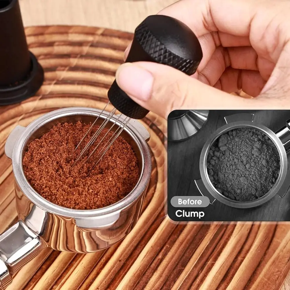 Magnetic Coffee Powder Stirring Needle Stainless Steel With Storage Base Coffee Stirrer Non-slip Handle Prevent Clumping