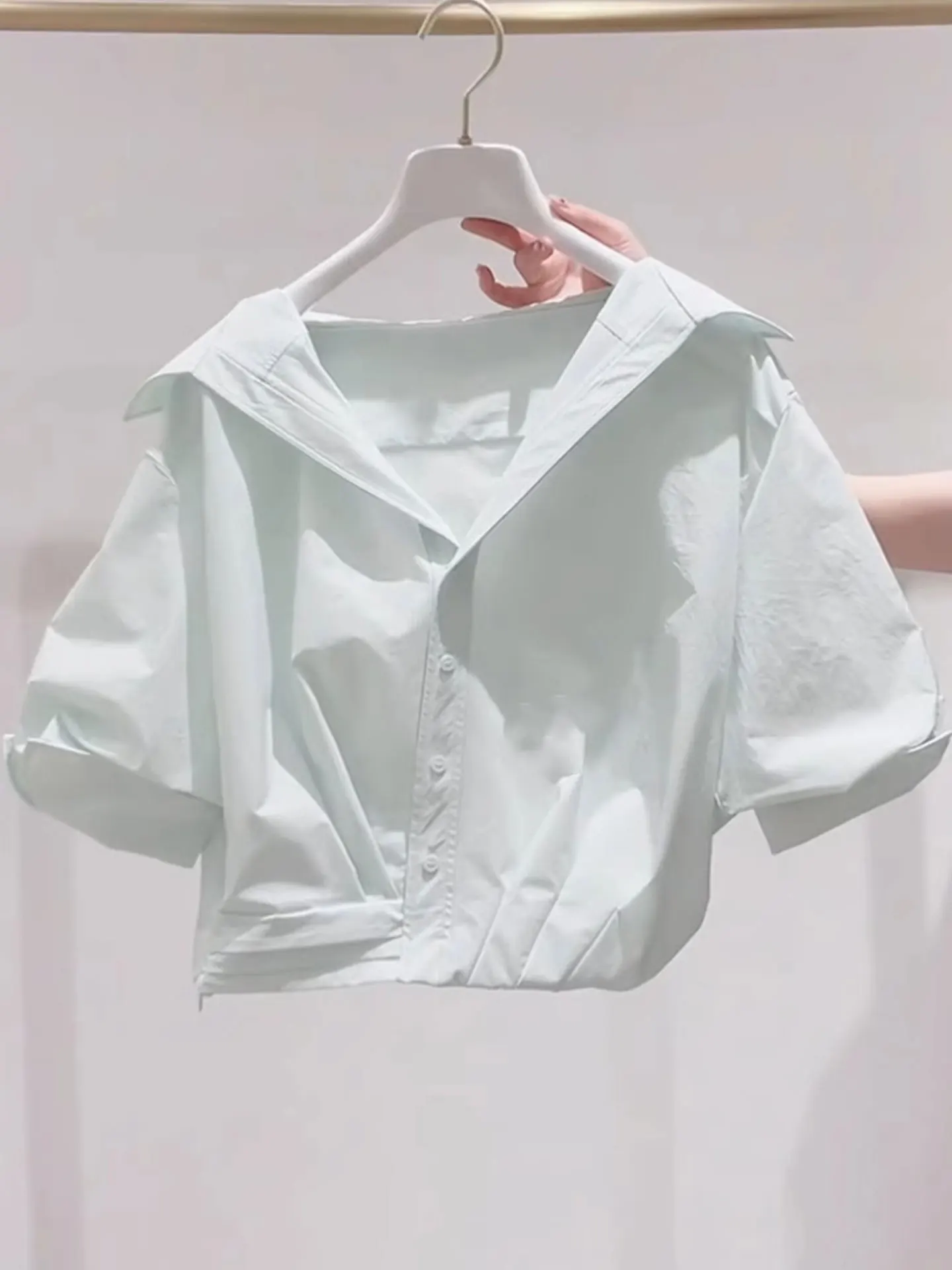 

Женская блузка Ele Simple с коротким рукавом, однотонная, для повседневной носки, летняя коллекция 2025, из шелковой смеси, модный топ в корейском стиле, прямой крой