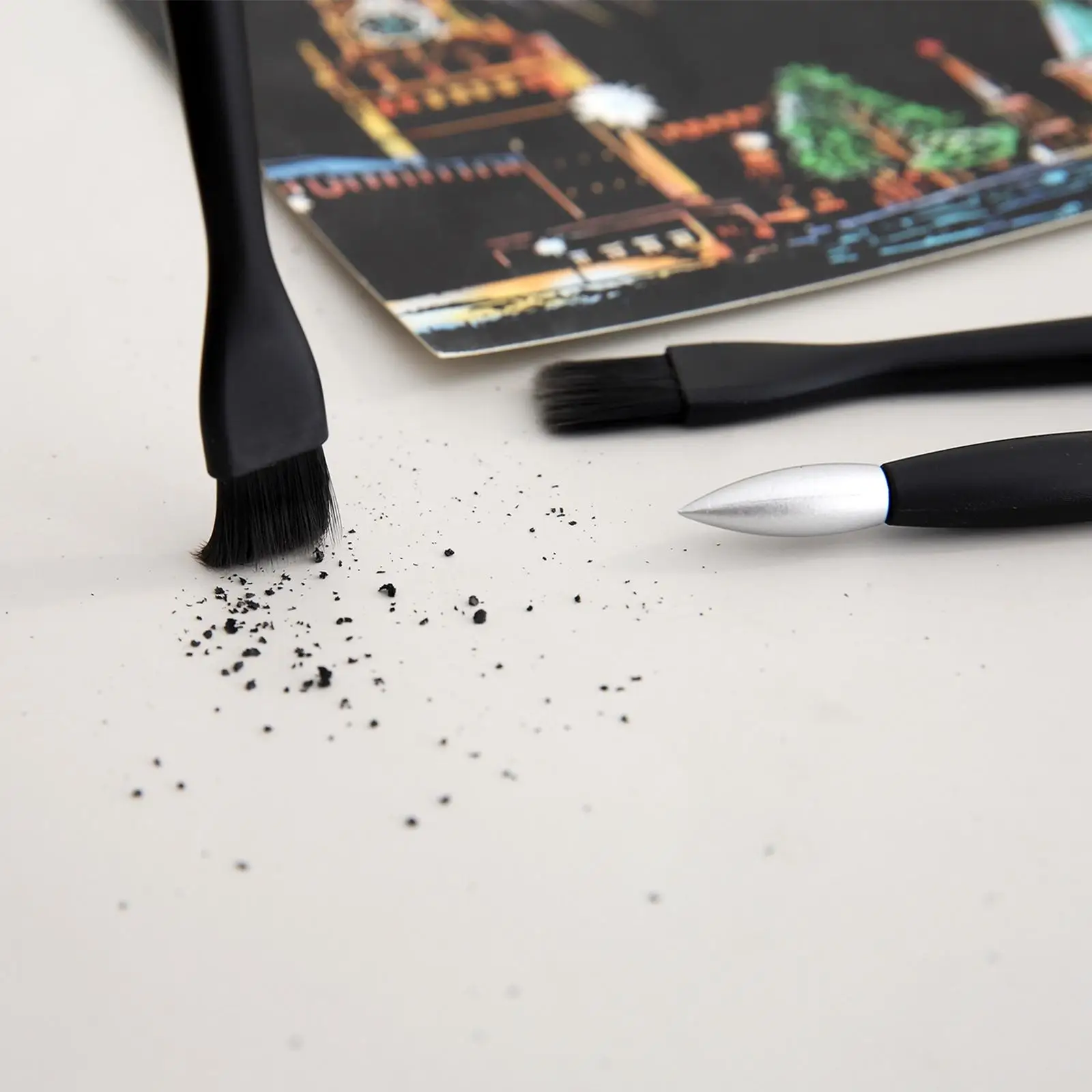 Scratch Art Tool Double Tip Paint Pen with Detachable Detail Nib and Cleaning Brush for Adult Kids Crafts