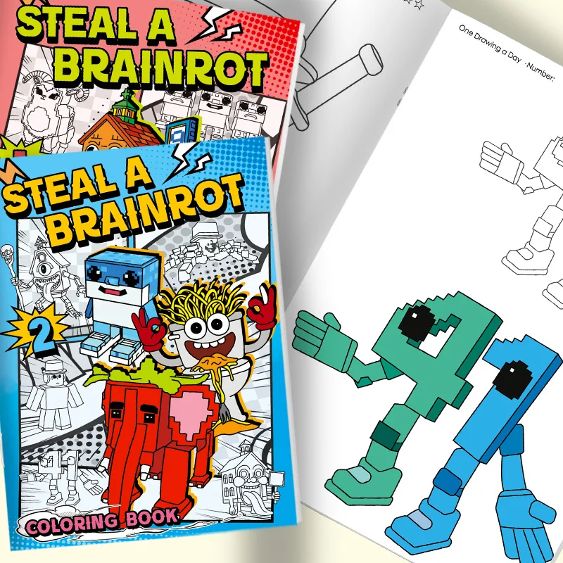 Steal a Brainrot Coloring Books Sketchbook School Colors Painting Art Supplies 67 House 9 Job Drawing Books Gifts Set Girl Toys view 3