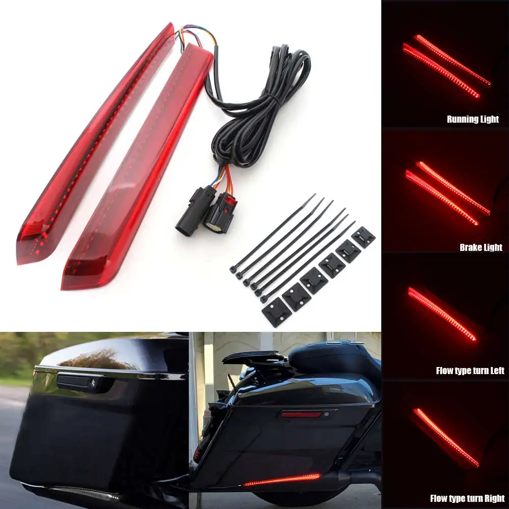 Motorcycle dim red rear lip of saddlebag lid Side Marker Panel LED Light Lamp For Harley Electra Glide Road King Street Glide