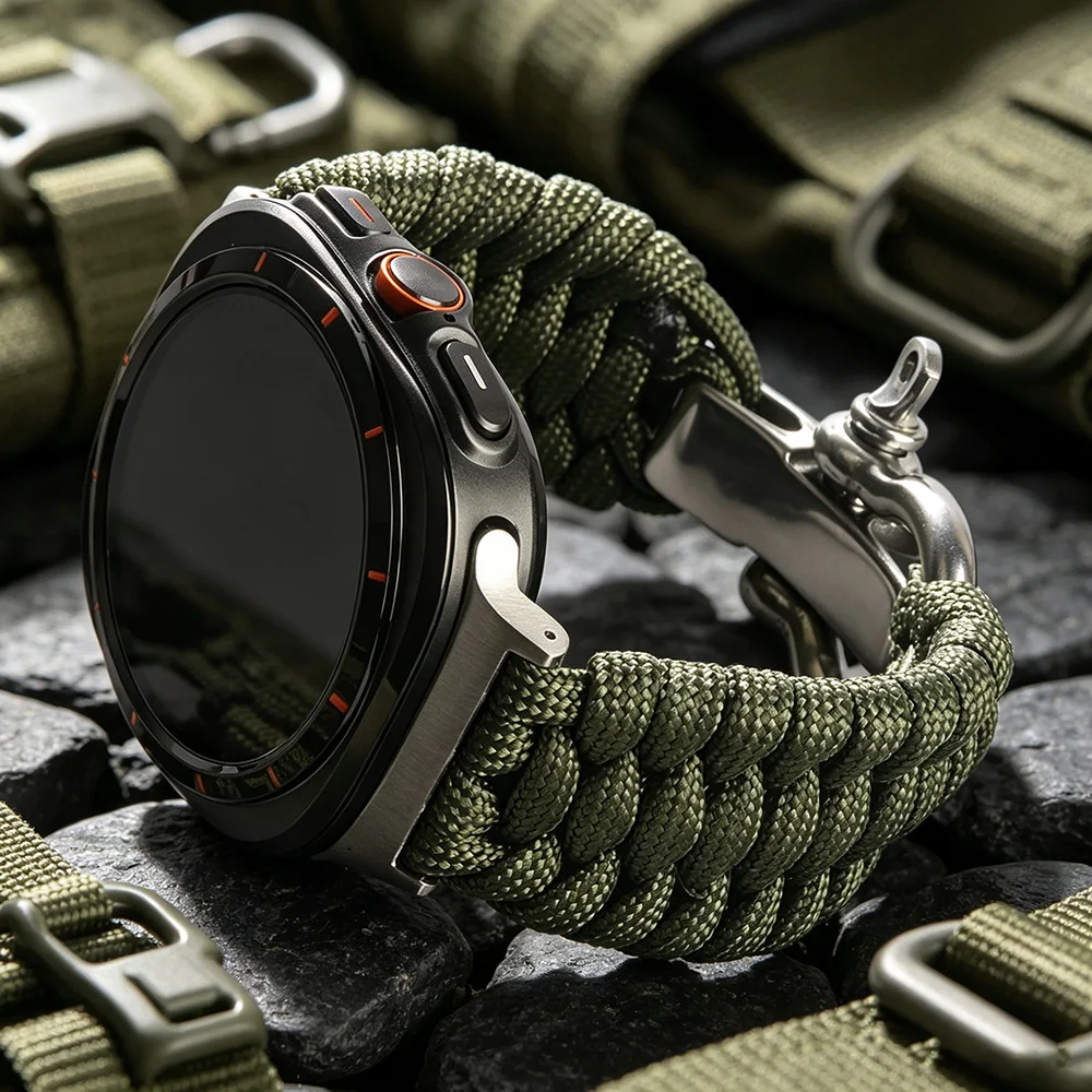 For Samsung Galaxy Watch 8 9 Classic Ultra Woven Strap Umbrella Rope Climbing Buckle Galaxy 8 9 40/46/47mm Strap Sports Bracelet
