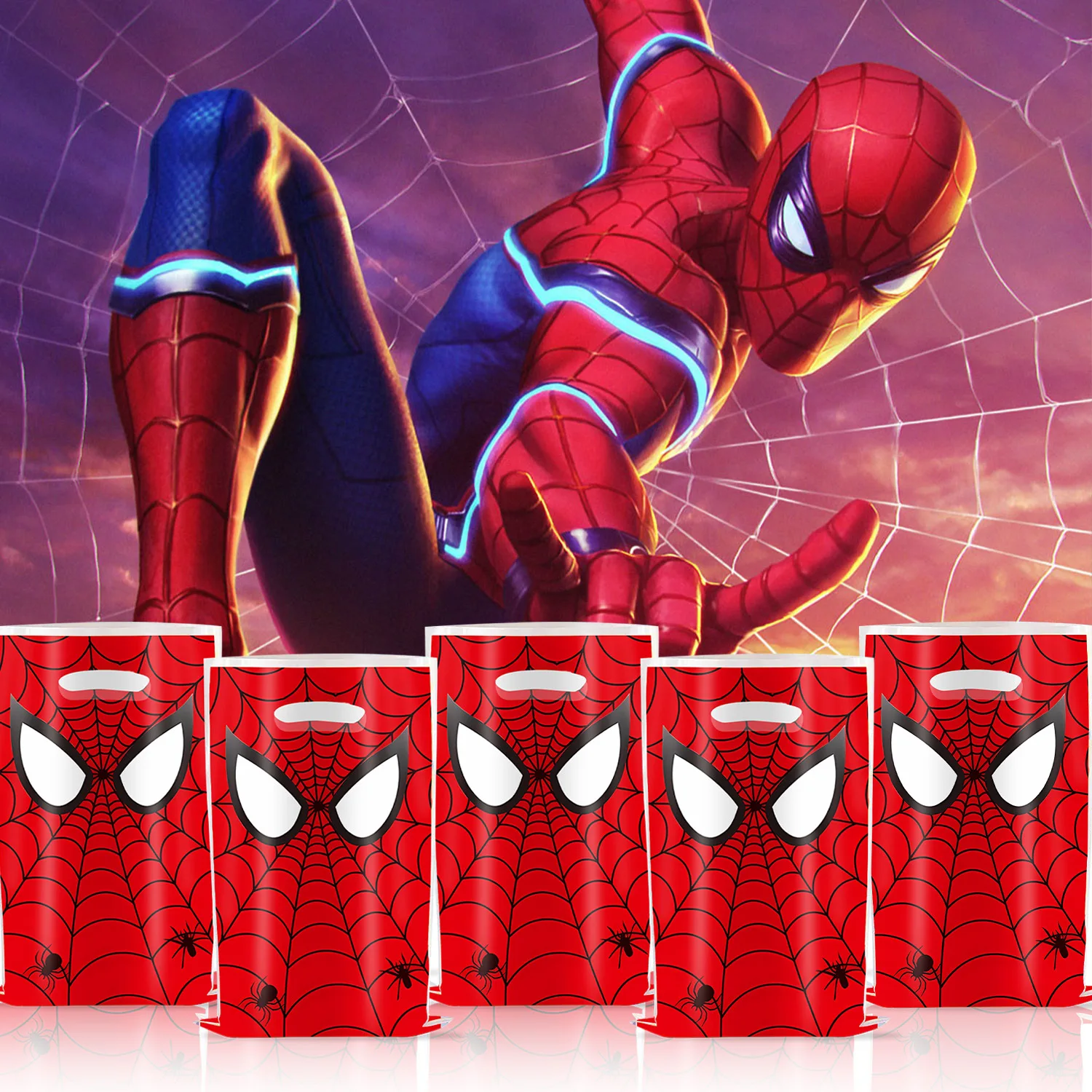 

New anime Spider Man Plastic Gift Bag Super Hero Theme Birthday Party Disposable Candy Bag Children's Favorite