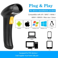 Compact and portable Barcode Scanning Gun Support multiple language Keyboard and Automatic Scan setting for Industry Supermarket