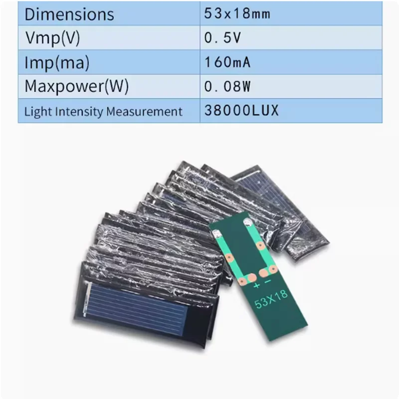 Solar panel drip glue board 53X18 0.5V 160MA polycrystalline silicon module outdoor charging DC moto