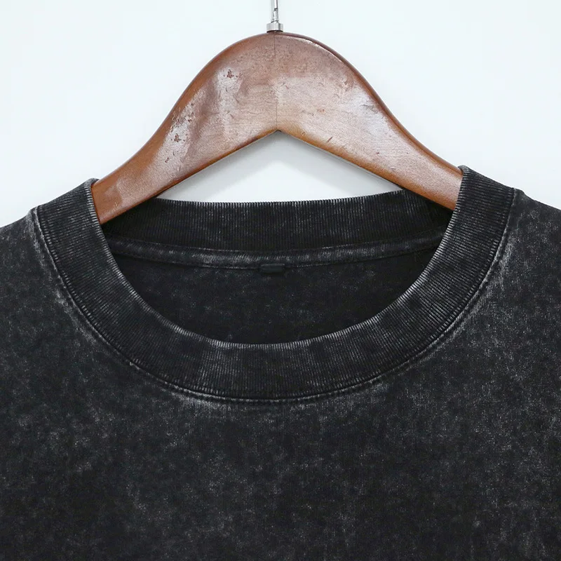 Men Oversize Vintage Washed Fake Two-piece Long Sleeve T-shirt American Street Basic Top