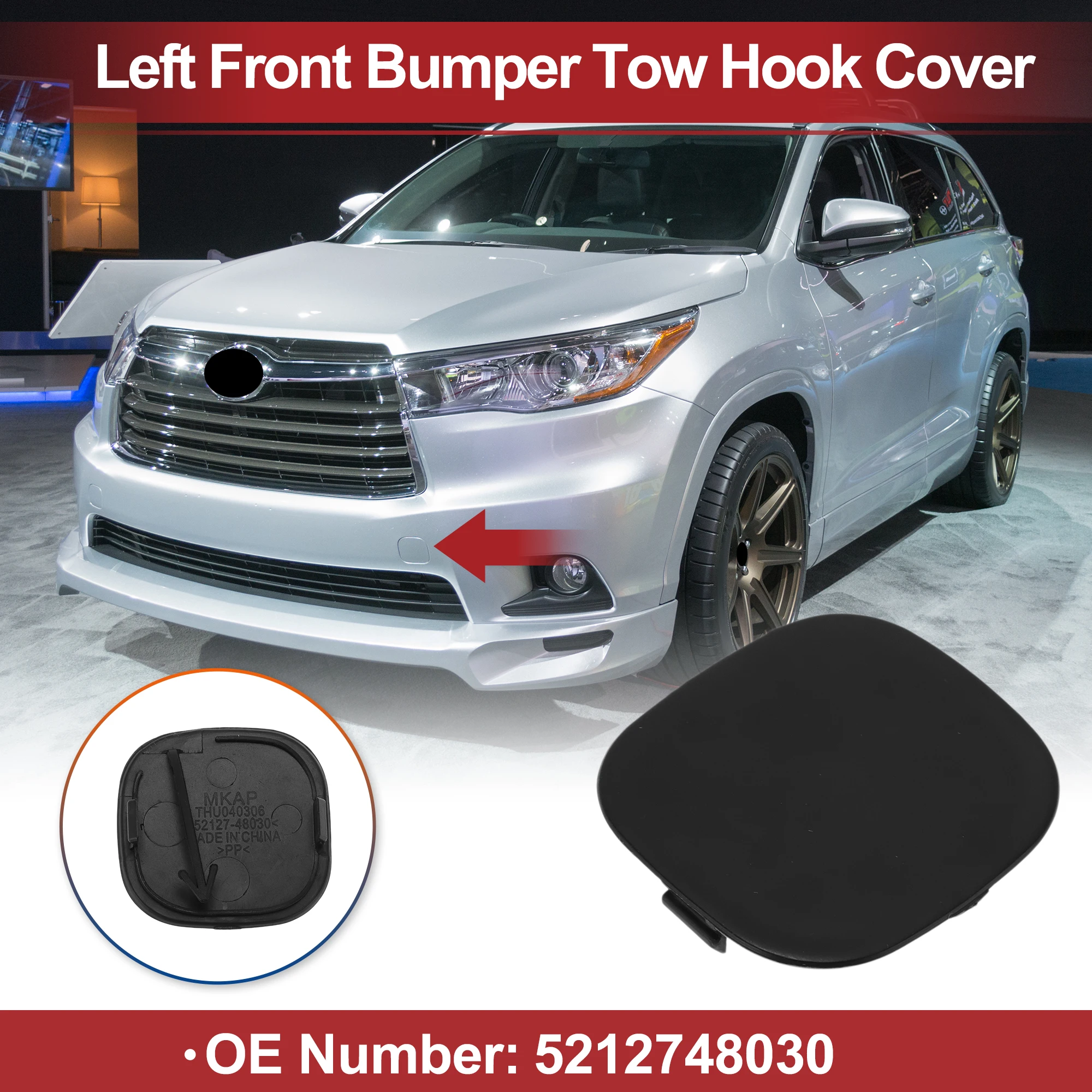 UXCELL Left Front Car Tow Hook Cover Cap for Toyota Prius C Aqua 2012-2014