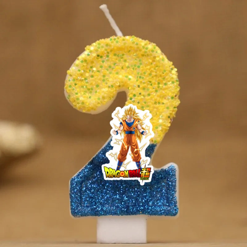 Vela Digital de Son Goku de Dragon Ball, Números del 0 al 9, Decoración para Pastel de Cumpleaños Infantil, Accesorios para Fiestas de Anime y Dibujos Animados