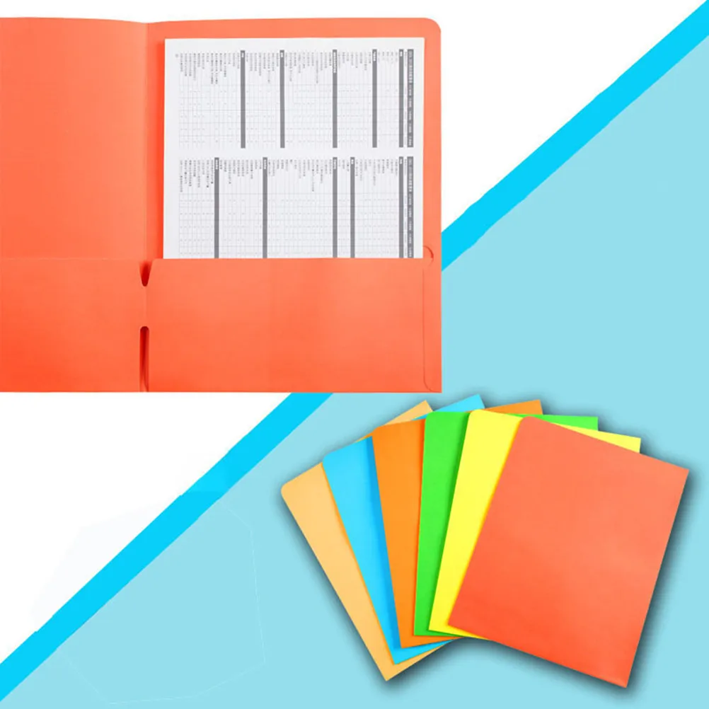 

6Pcs Premium Paper File Folder A4 Size 2 Pockets Colorful Document Organizer for Office Study Business Notes Recipes Receipts