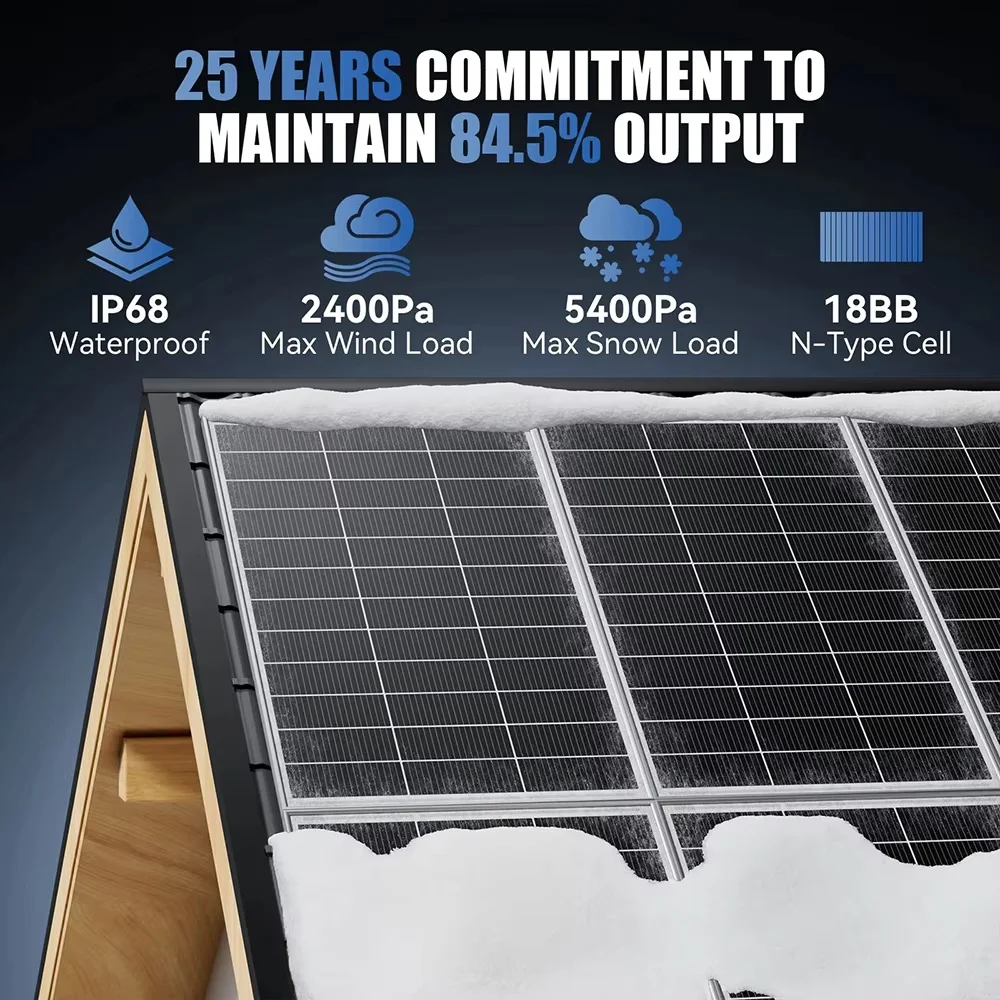 

RVPOZWER 200W/400W/800W Rigid Solar Panels 18BB N-Type Mono Cells High Efficiency PV Power for Home RV Charge Outdoor Off-Grid