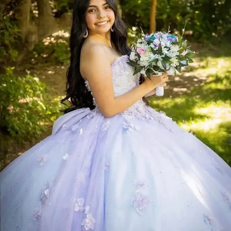 أنيق حبيبته ثوب الكرة ، فساتين Quinceanera ، أكمام منتفخة قابلة للفصل ، زخارف زهور ثلاثية الأبعاد ، زهرة حلوة 16 فستان ، 15 سنة