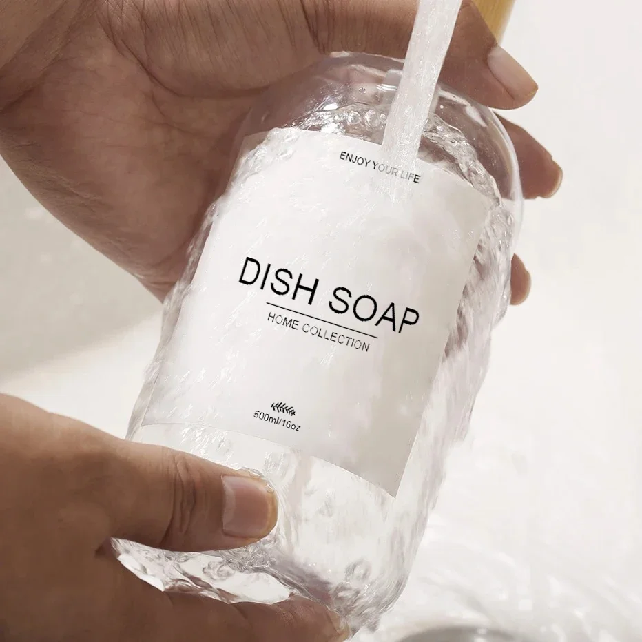 Kitchen SInk Soap Dispenser Bottle Refillable Coumtertop Farmhouse Decor Soap Bottle with Waterproof Labels Kitchen Accessories
