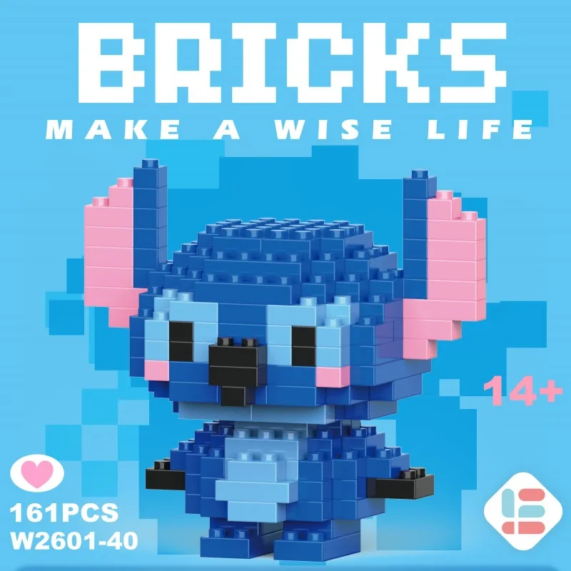 Disney Stitch Building Blocks para Crianças, Personagem de Desenhos Animados Modelo Montado, Bonecas Brinquedos, Presentes, LinaBell, 20Pcs