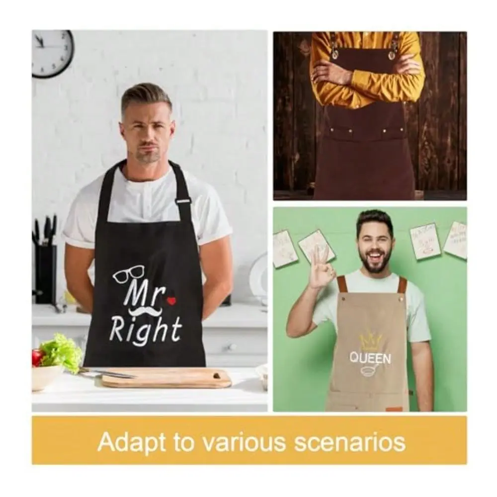 Pack Kitchen Cooking Aprons, Adjustable Bib Soft Chef Apron With 2 Pockets For Men Women