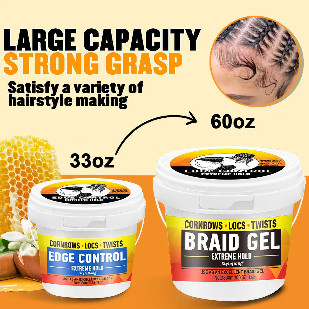 Braiding Hair Wax Edge Control, Strong Hold Long Lasting Hair Styling Wax, Large Capacity Big Jar Anti-Frizz Non-Greasy Hair Wax