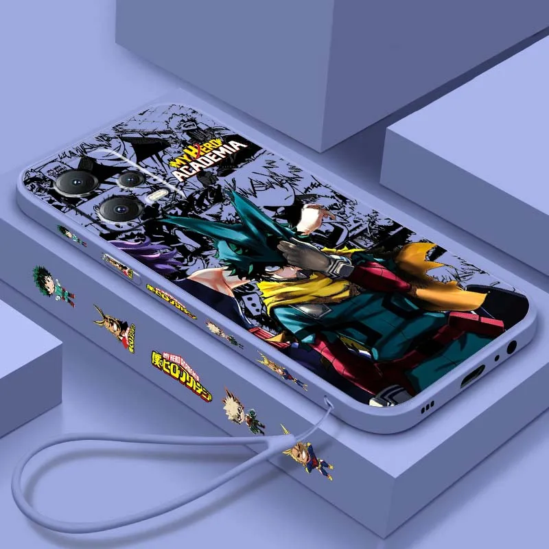 

Cute My Hero Academia Anime For Xiaomi Redmi Note 14 13 13R 12 12R 11 11E 11T 11S Pro Plus 5G Liquid Left Rope Phone Case