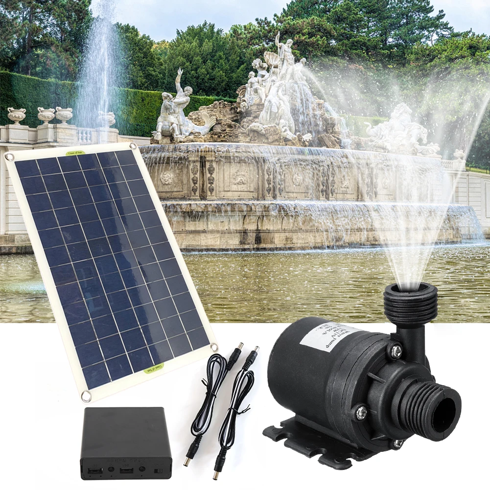 Brushless Solar Water Pump Kit 50W Solar Panel Solar Power Water Pump Solar Fountain Water Pump for Bird Bath Garden Fountain