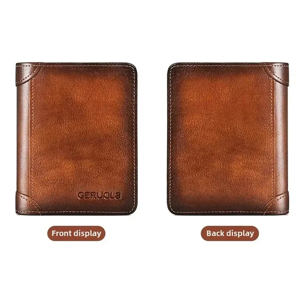 1Pcs Durable PU Leather Men Wallet RFID Blocking Vintage Trifold Wallet Short Multi-functional ID Credit Card Holder