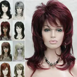 Women Wig Ladies Wig Natural Short Wine Red Mix Full Wigs Hair Cosplay 9 Colors