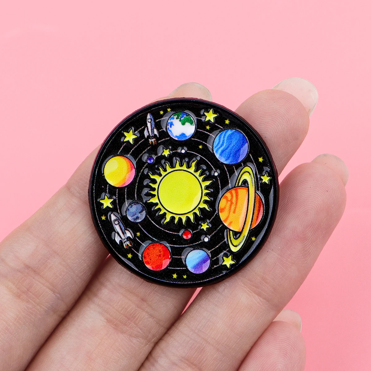 Glänzende sieben Planeten Emaille Anstecknadel Abzeichen Pins Hüte Kleidung Rucksack Dekoration Schmuck Accessoires Geschenke für Freunde