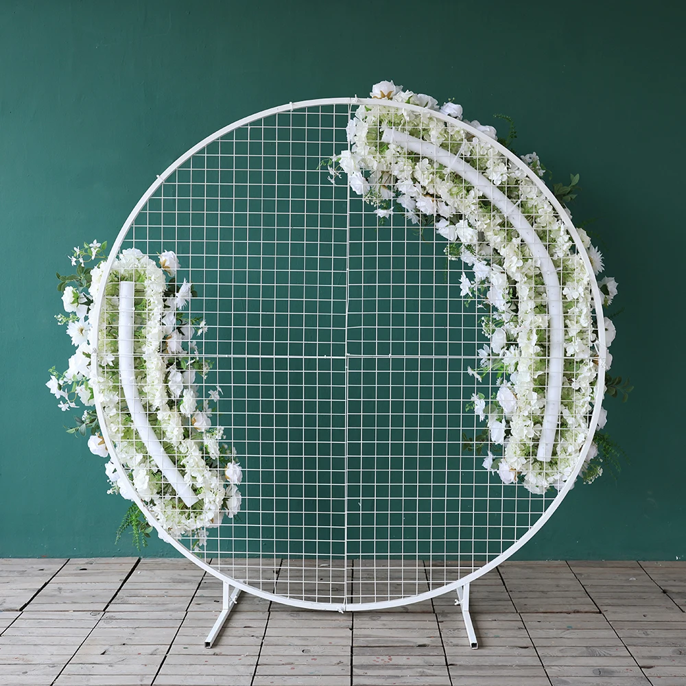 High Quality Sztuczne Kwiaty Wedding Backdrop Decoration Artificial Floral Arrangements L3.6x1.3ft White Green Flowers HY2253