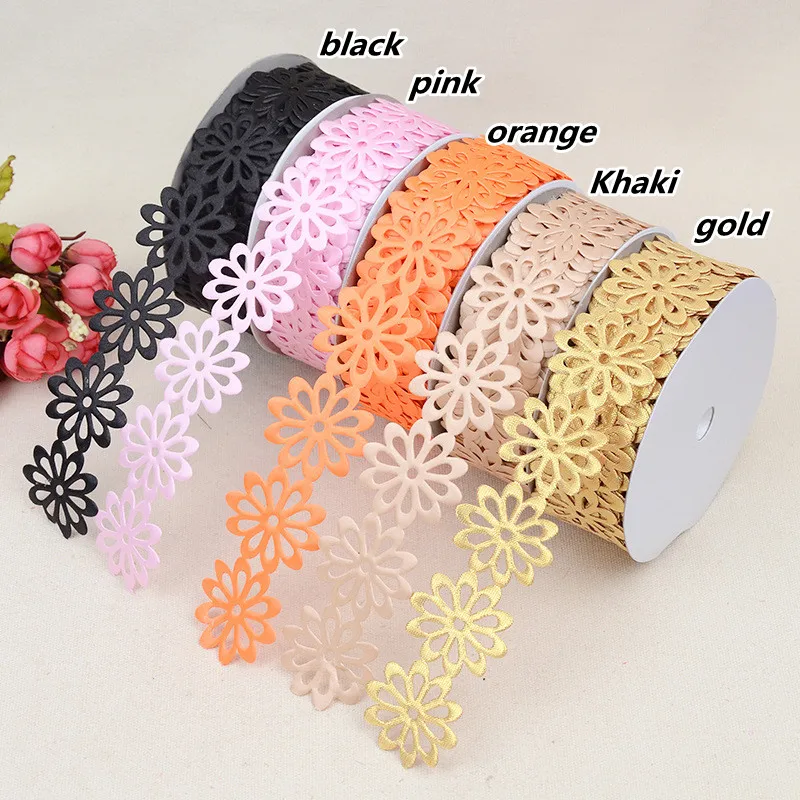 12 Colors Big Sun Flower Embossed Lace Barcode DIY Hat Headwear Backpack Bouquet Gift Box Bow Ribbon Christmas Holiday Ornament