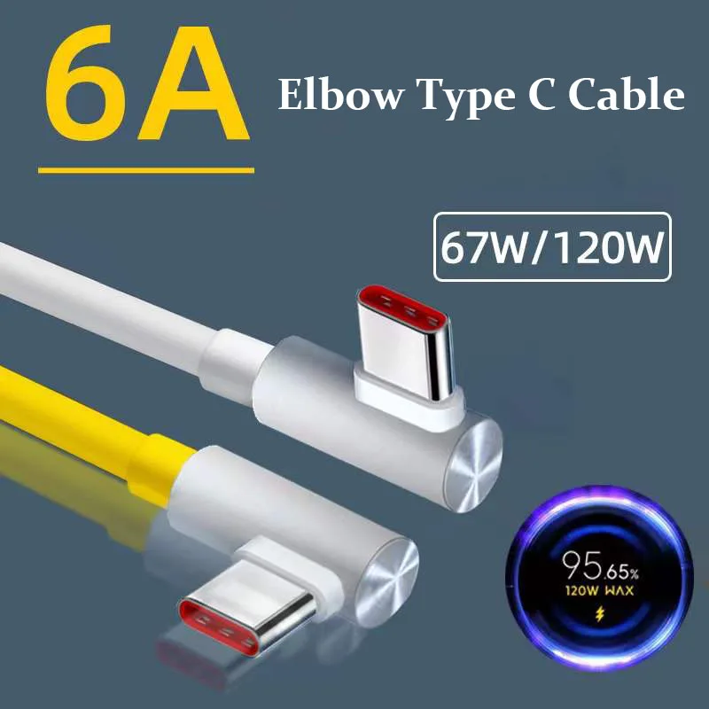 90 Degree Elbow Type C Cable for Xiaomi MI 13 11T Black Shark 2 3 4 5 Pro Turbo Fast Charging Wire 1/1.8M Mobile Phone Wire Cord